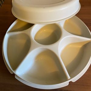 Vintage Tupperware Fruit Vegetable Dip Serving Platter with Lid